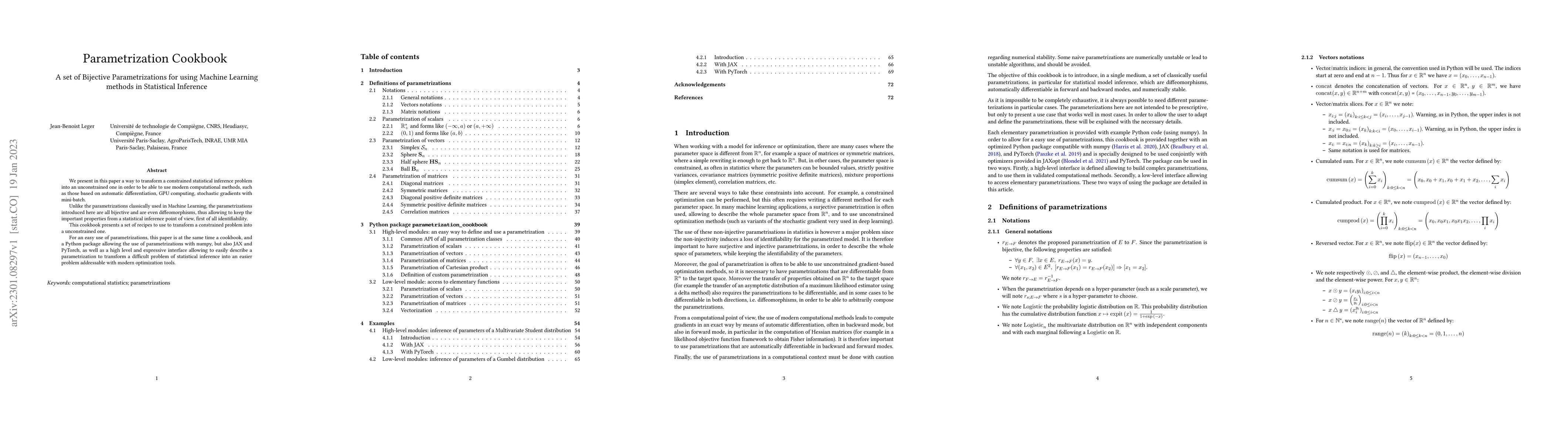 Thumbnail for Parametrization Cookbook: A set of Bijective Parametrizations for using
  Machine Learning methods in Statistical Inference