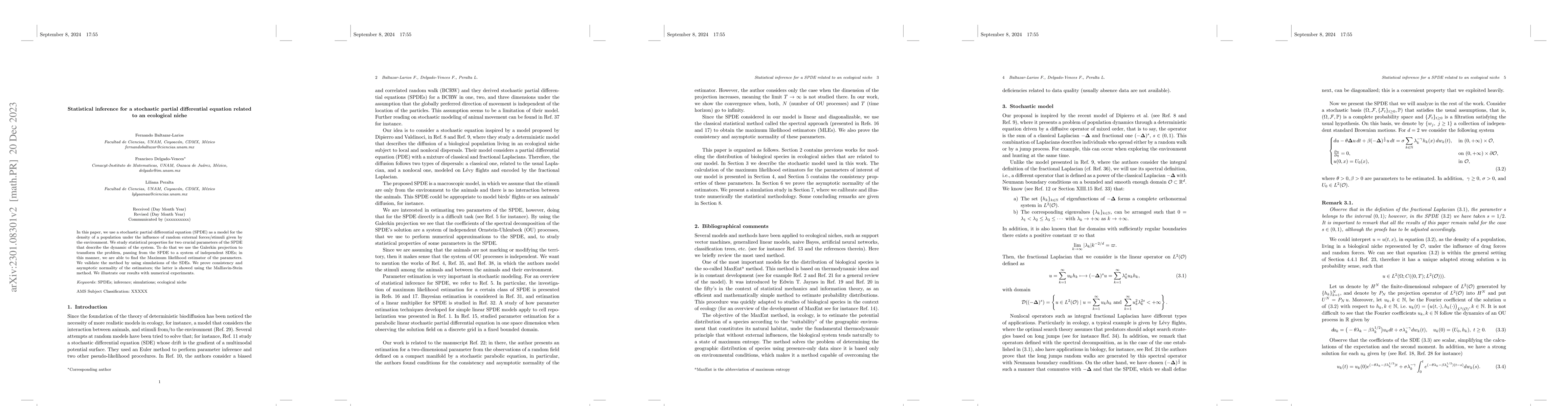 Thumbnail for Statistical inference for a stochastic partial differential equation
  related to an ecological niche