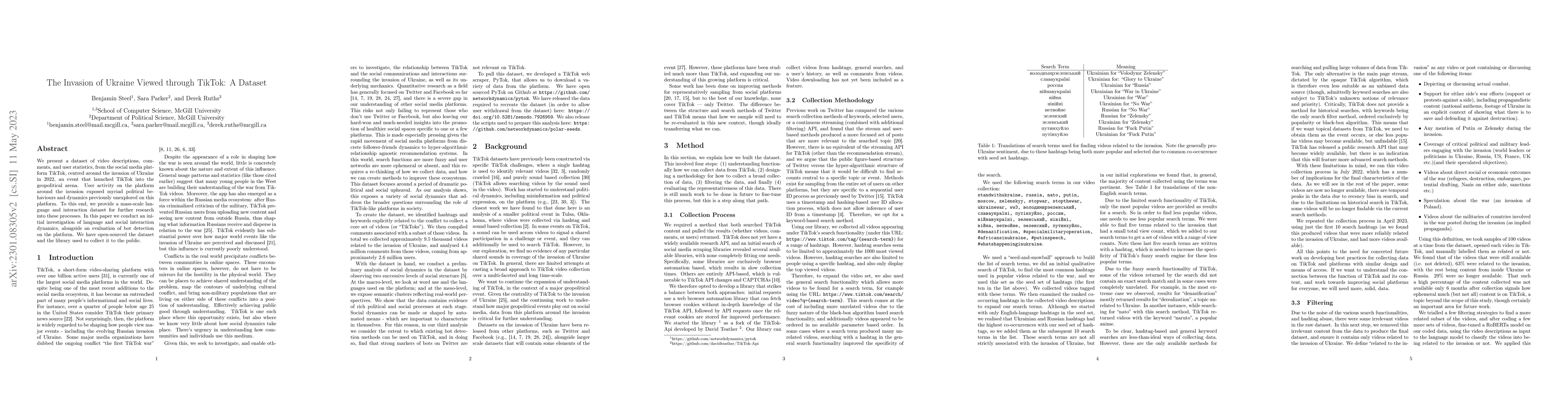 Thumbnail for The Invasion of Ukraine Viewed through TikTok: A Dataset