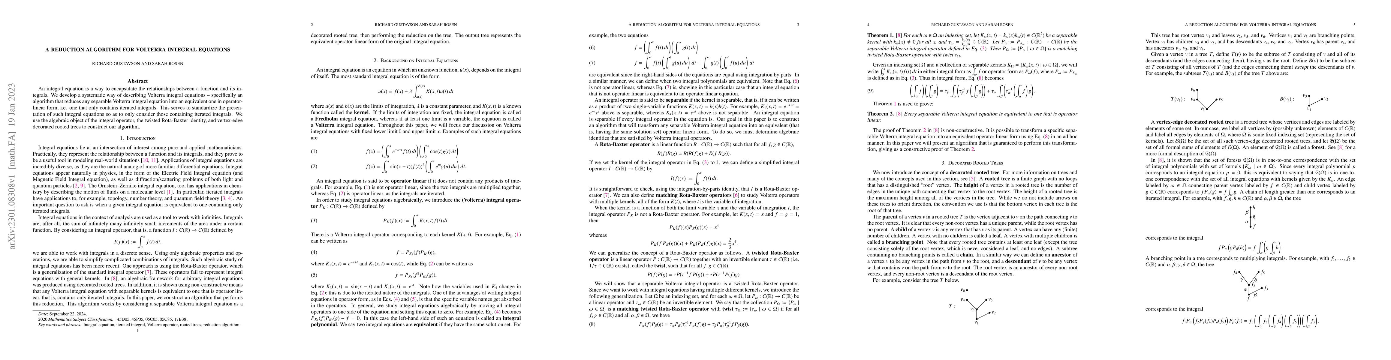 Thumbnail for A reduction algorithm for Volterra integral equations