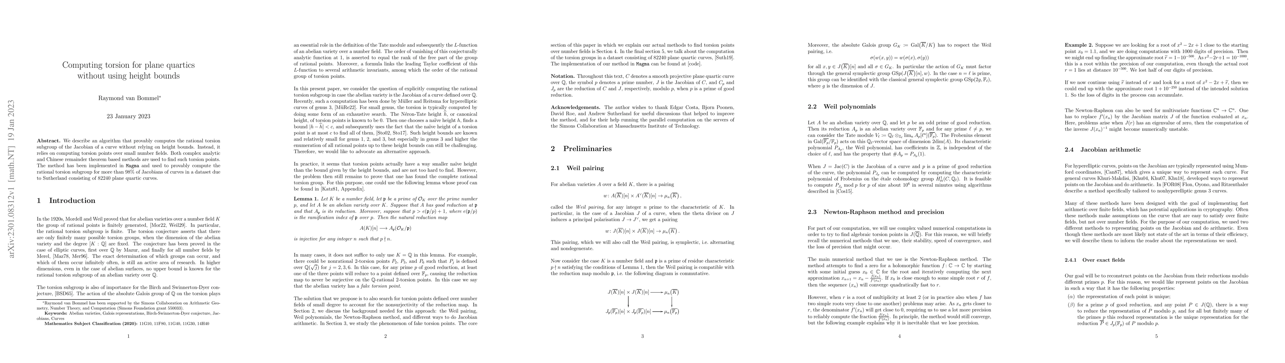 Thumbnail for Computing torsion for plane quartics without using height bounds