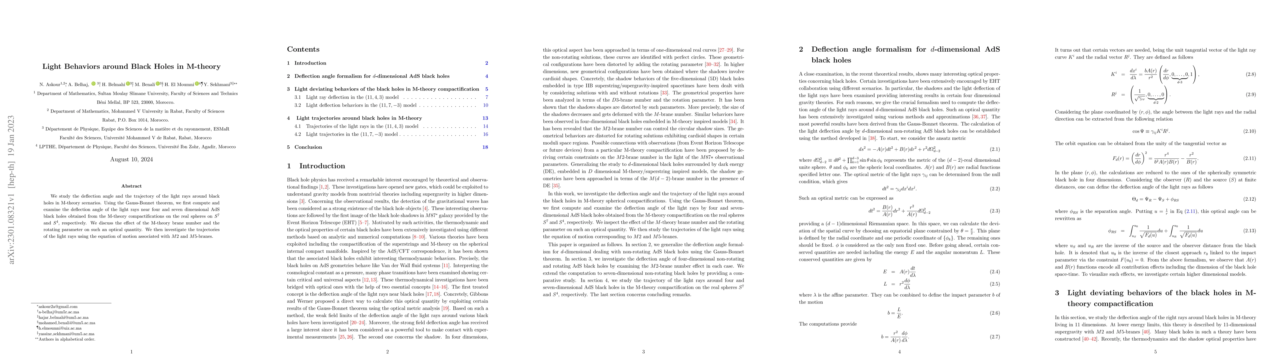 Thumbnail for Light Behaviors around Black Holes in M-theory