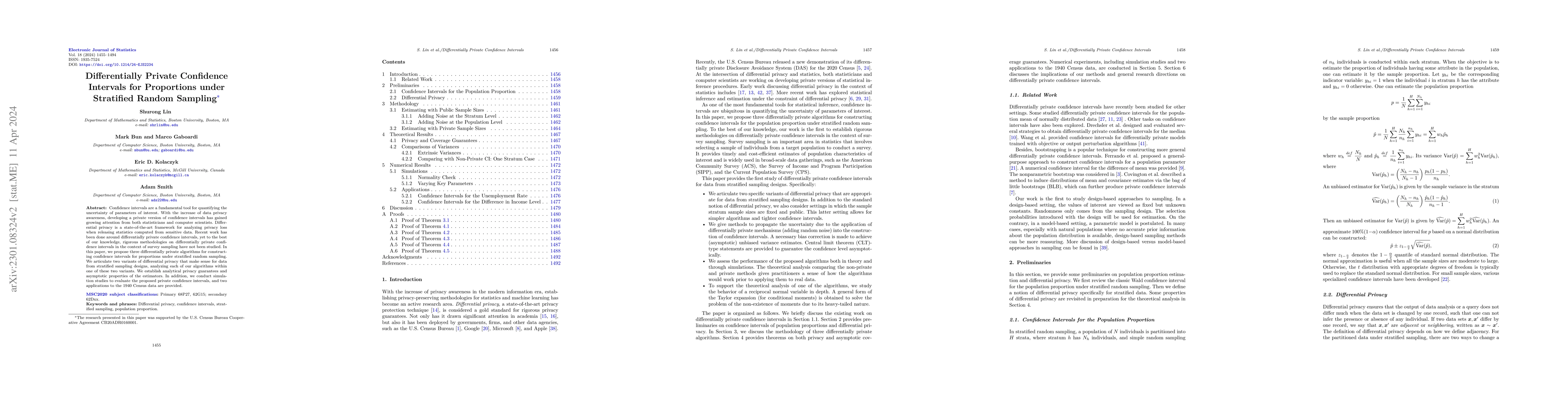 Thumbnail for Differentially Private Confidence Intervals for Proportions under
  Stratified Random Sampling