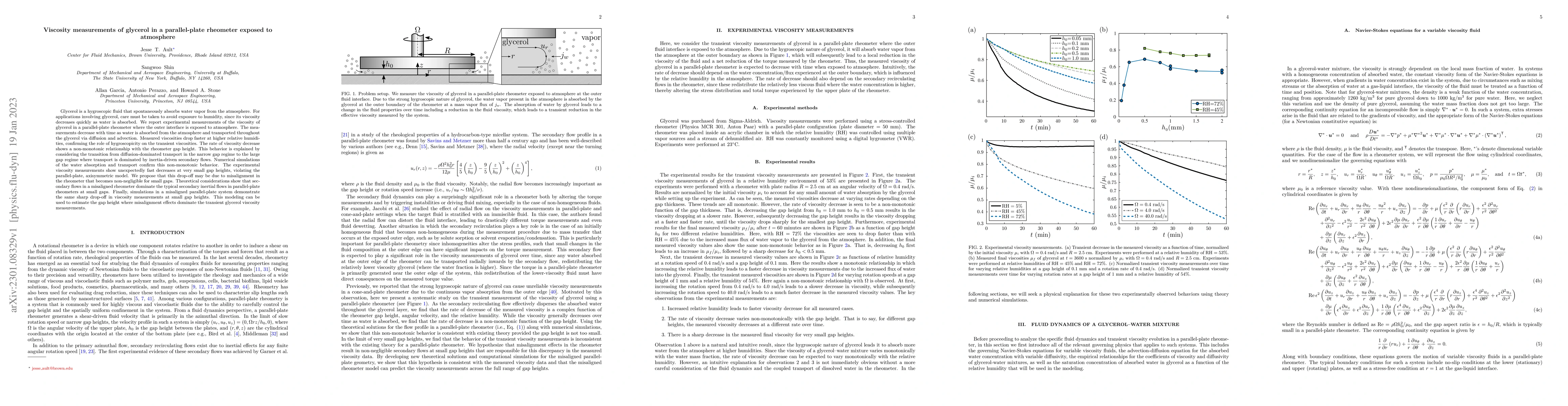 Thumbnail for Viscosity measurements of glycerol in a parallel-plate rheometer exposed
  to atmosphere