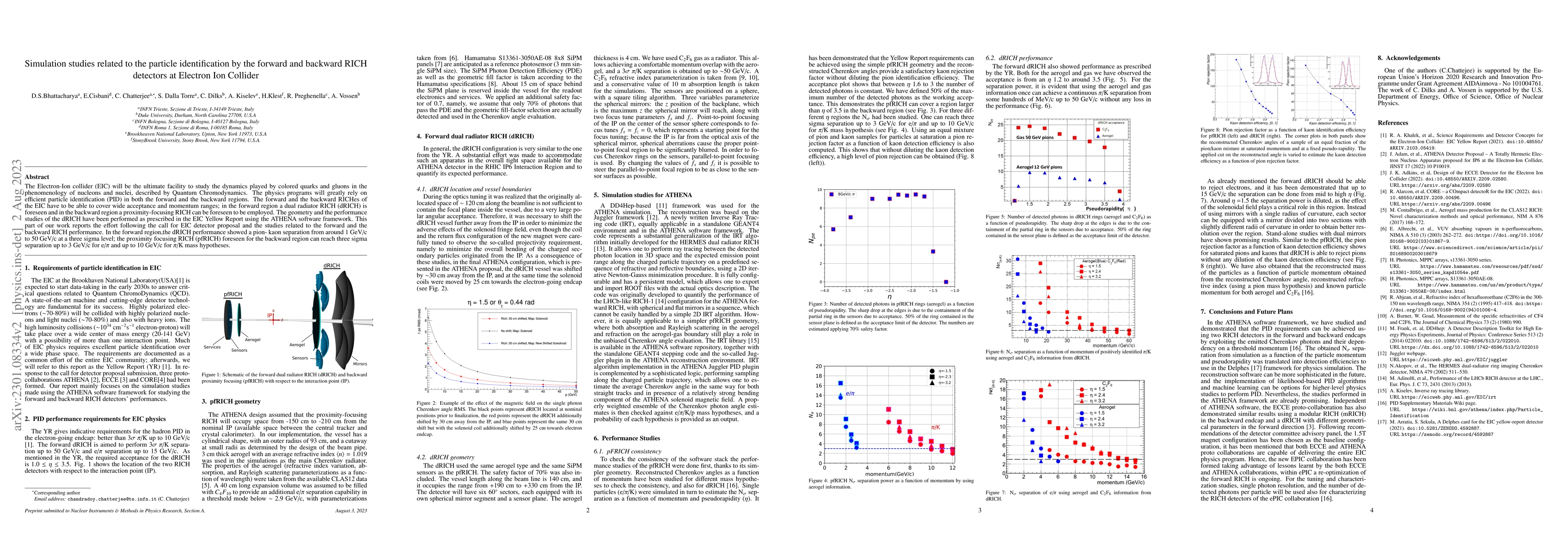 Thumbnail for Simulation studies related to the particle identification by the forward
  and backward RICH detectors at Electron Ion Collider