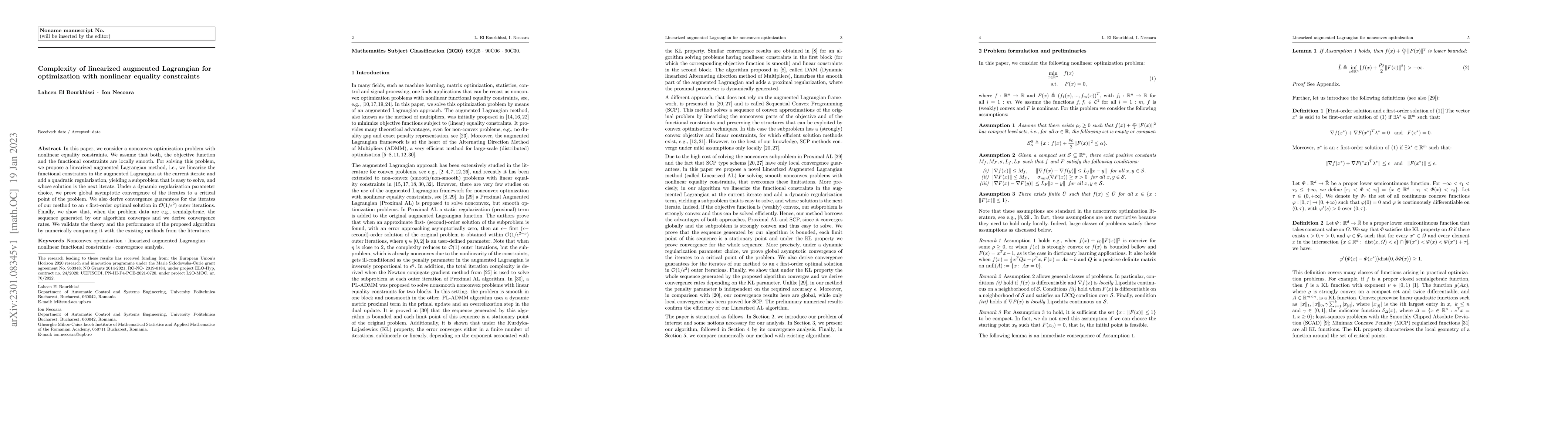 Thumbnail for Complexity of linearized augmented Lagrangian for optimization with
  nonlinear equality constraints