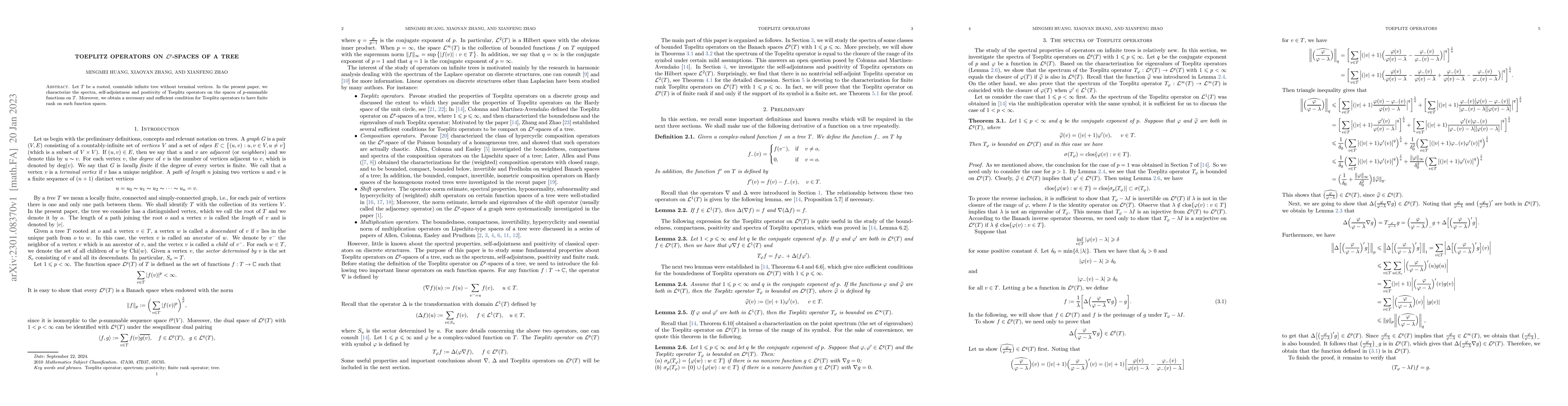 Thumbnail for Toeplitz operators on $\mathcal L^p$-spaces of a tree
