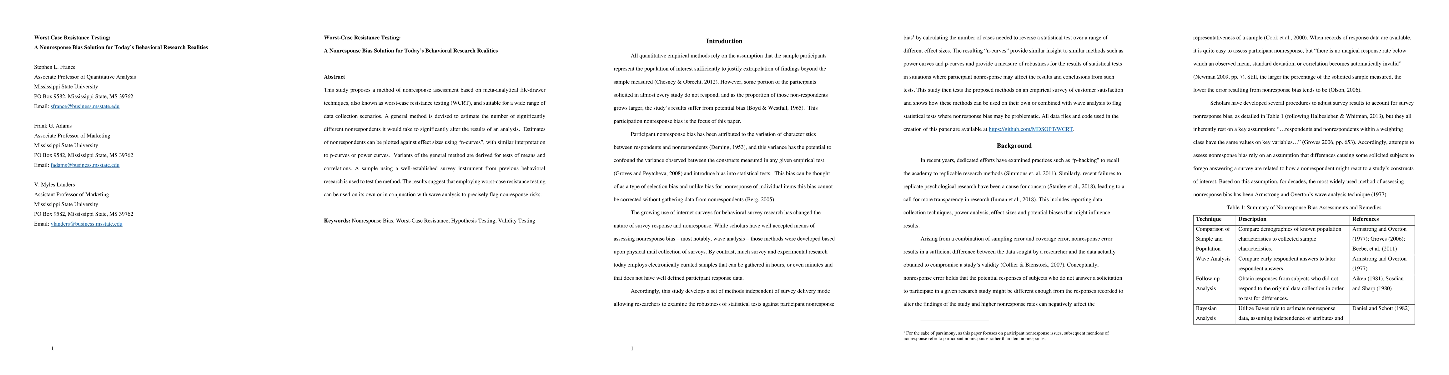 Thumbnail for Worst Case Resistance Testing: A Nonresponse Bias Solution for Today's
  Behavioral Research Realities