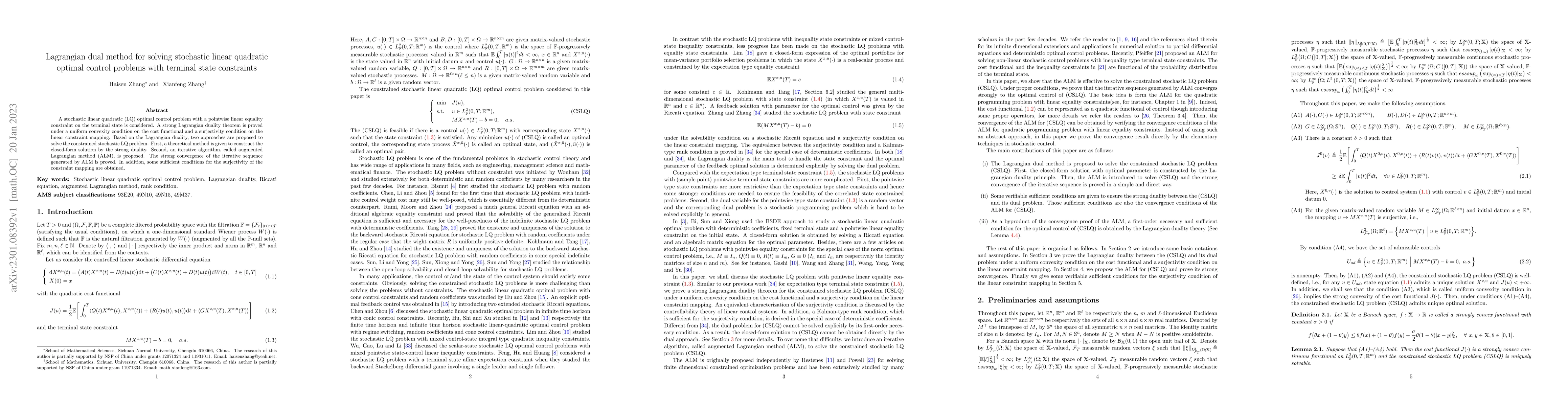 Thumbnail for Lagrangian dual method for solving stochastic linear quadratic optimal
  control problems with terminal state constraints