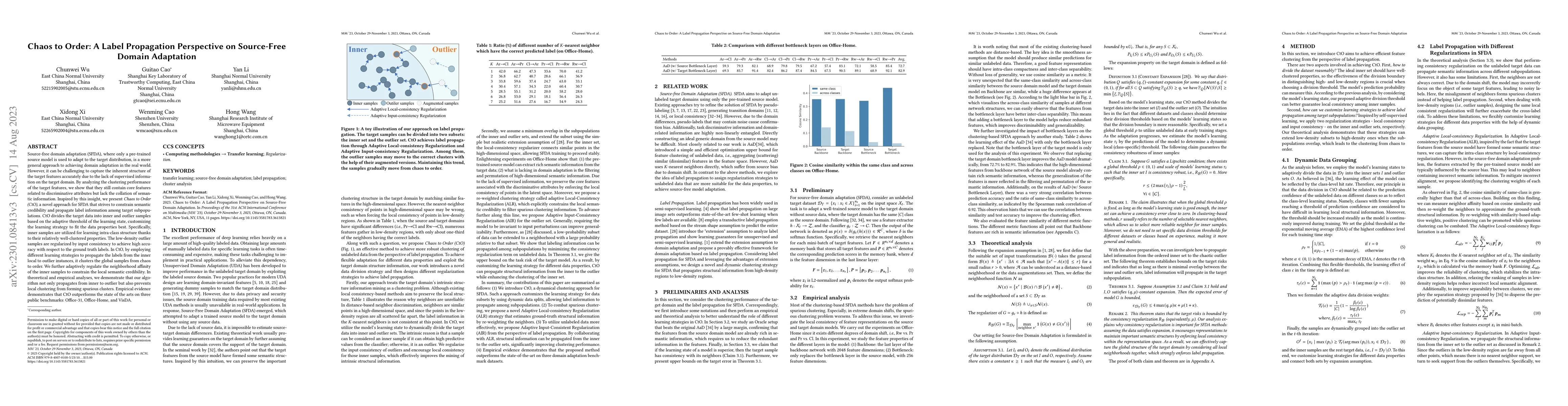 Thumbnail for Chaos to Order: A Label Propagation Perspective on Source-Free Domain
  Adaptation