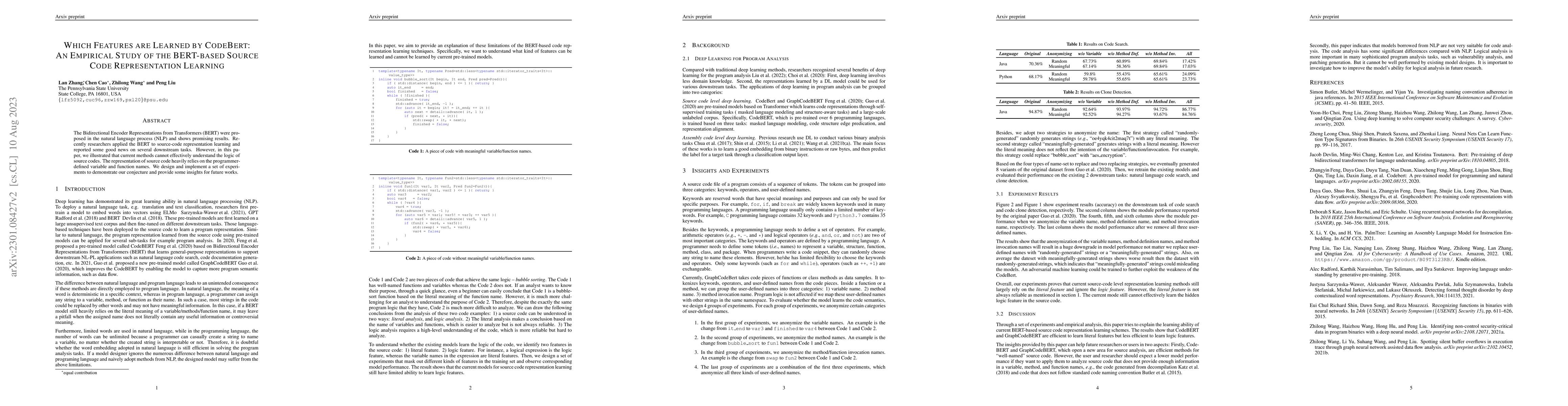 Thumbnail for Which Features are Learned by CodeBert: An Empirical Study of the
  BERT-based Source Code Representation Learning