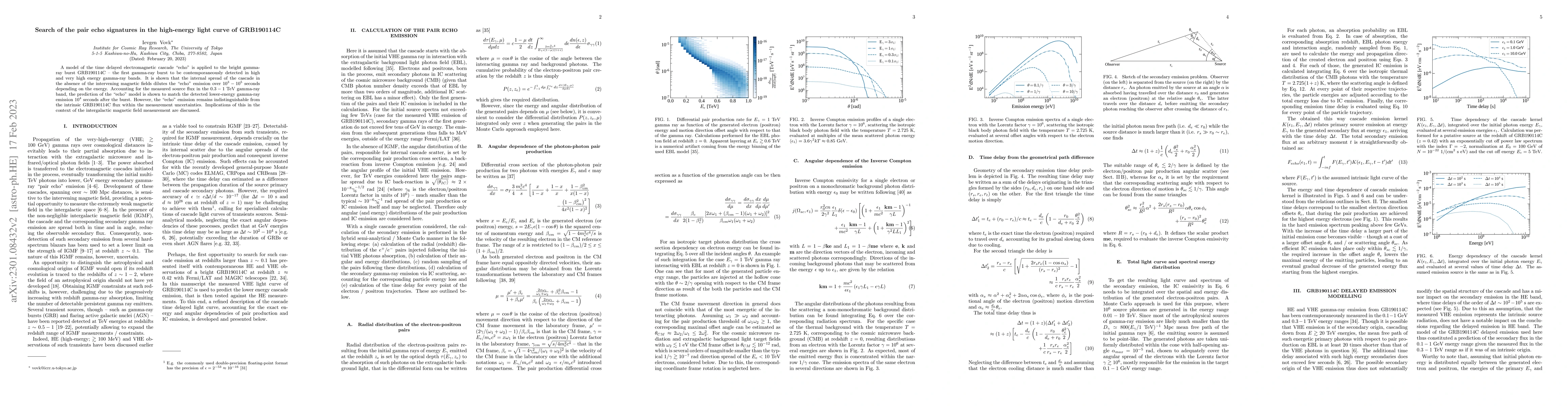 Thumbnail for Search of the pair echo signatures in the high-energy light curve of
  GRB190114C