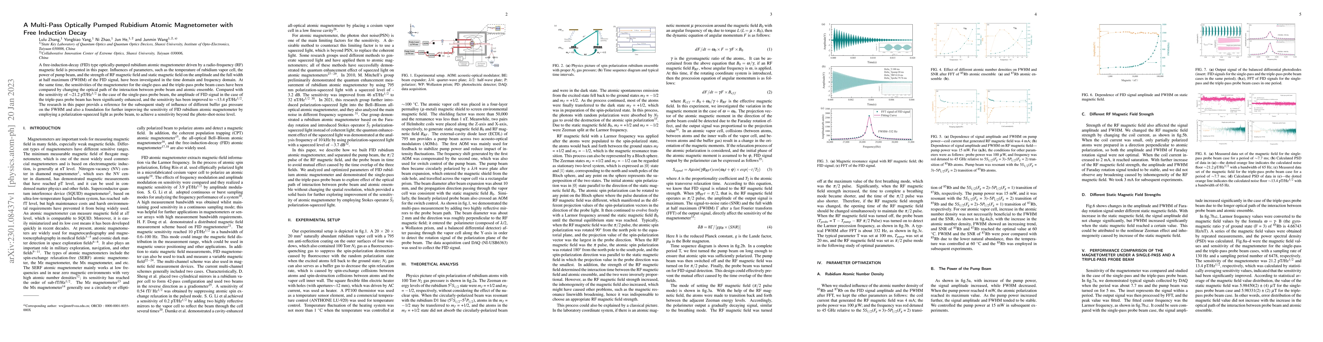 Thumbnail for A Multi-Pass Optically Pumped Rubidium Atomic Magnetometer with Free
  Induction Decay