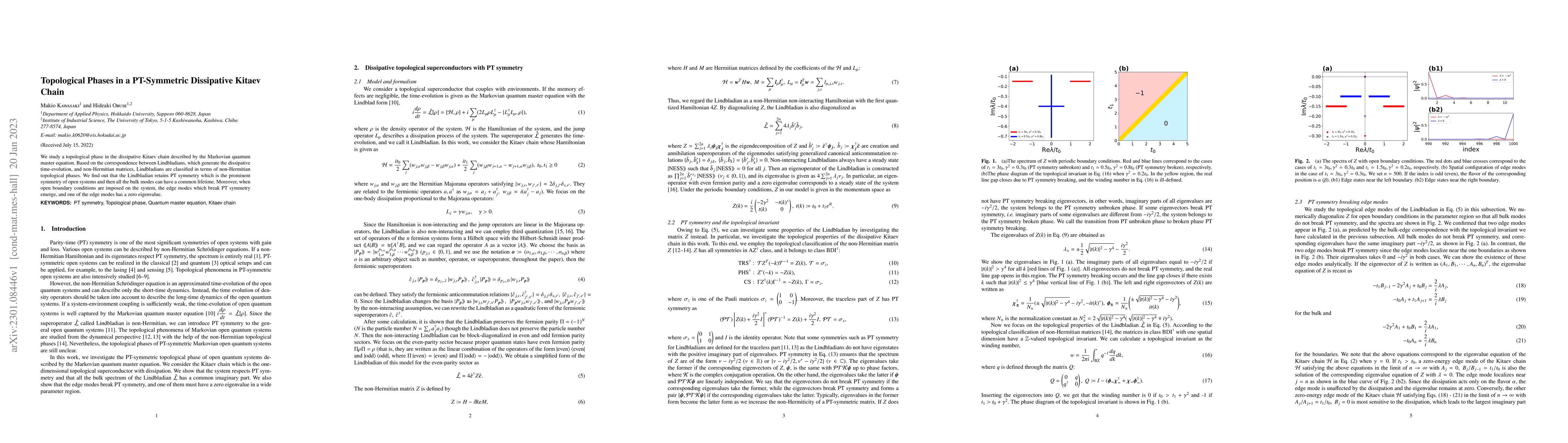 Thumbnail for Topological Phases in a PT-Symmetric Dissipative Kitaev Chain