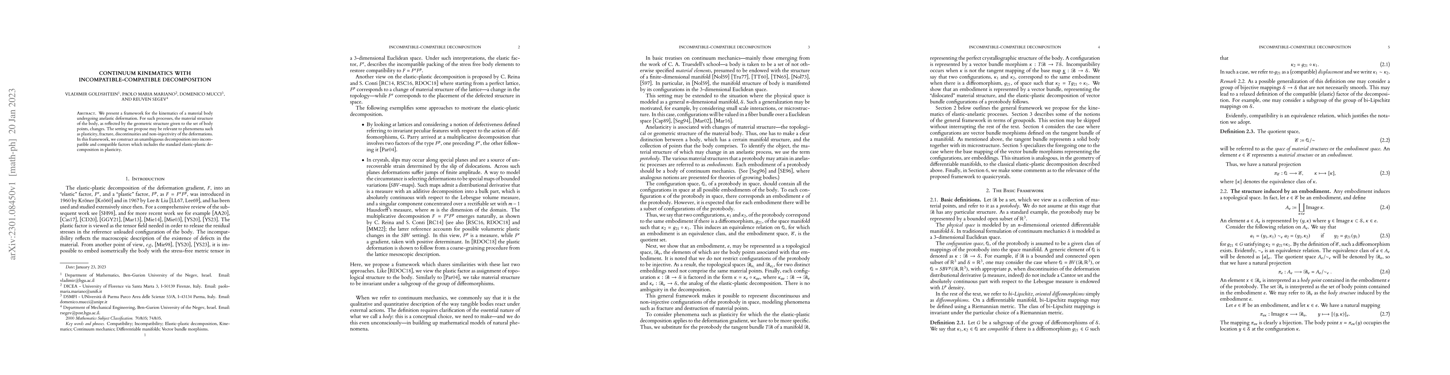 Thumbnail for Continuum Kinematics with Incompatible-Compatible Decomposition