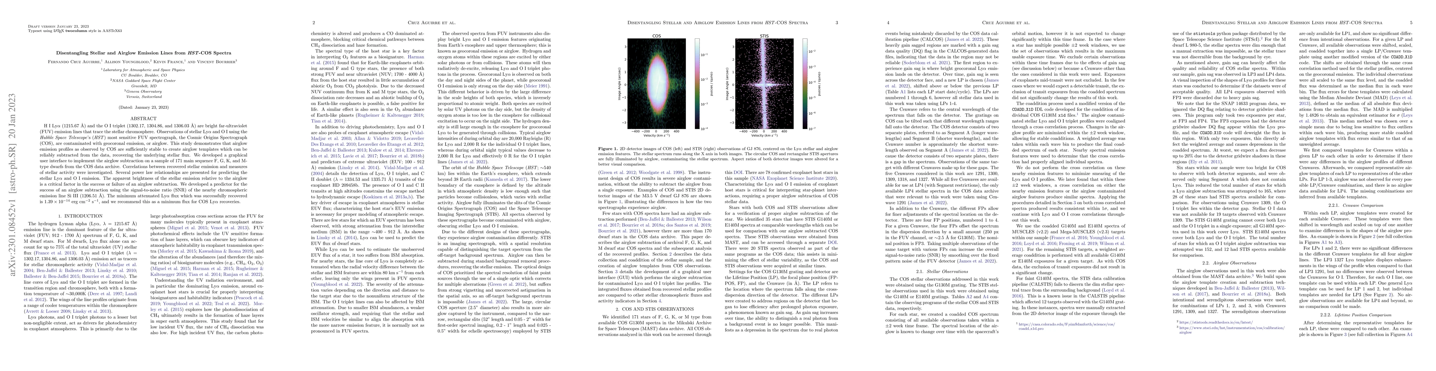 Thumbnail for Disentangling Stellar and Airglow Emission Lines from HST-COS Spectra