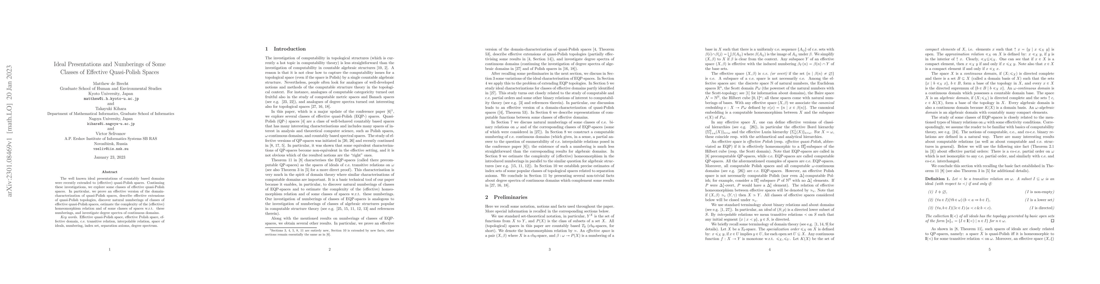 Thumbnail for Ideal presentations and numberings of some classes of effective
  quasi-Polish spaces