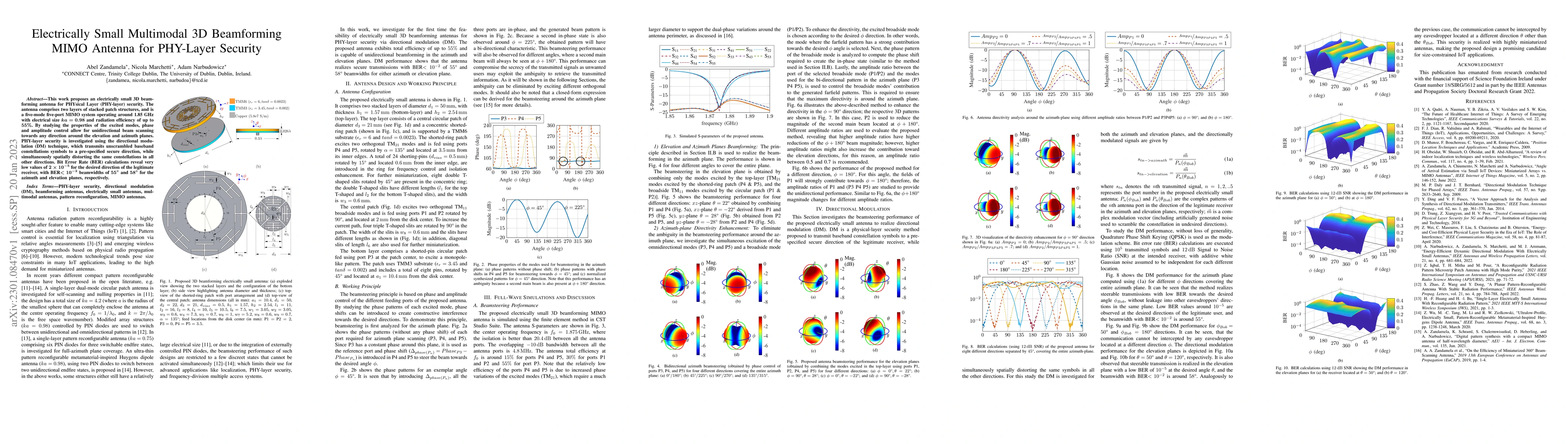 Thumbnail for Electrically Small Multimodal 3D Beamforming MIMO Antenna for PHY-Layer
  Security