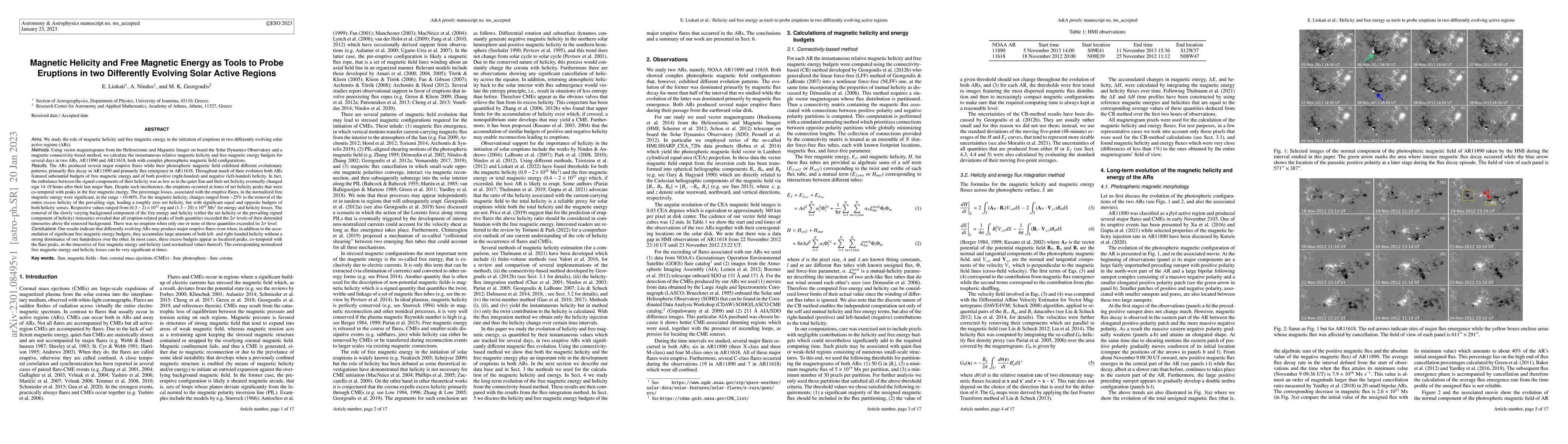Thumbnail for Magnetic Helicity and Free Magnetic Energy as Tools to Probe Eruptions
  in two Differently Evolving Solar Active Regions