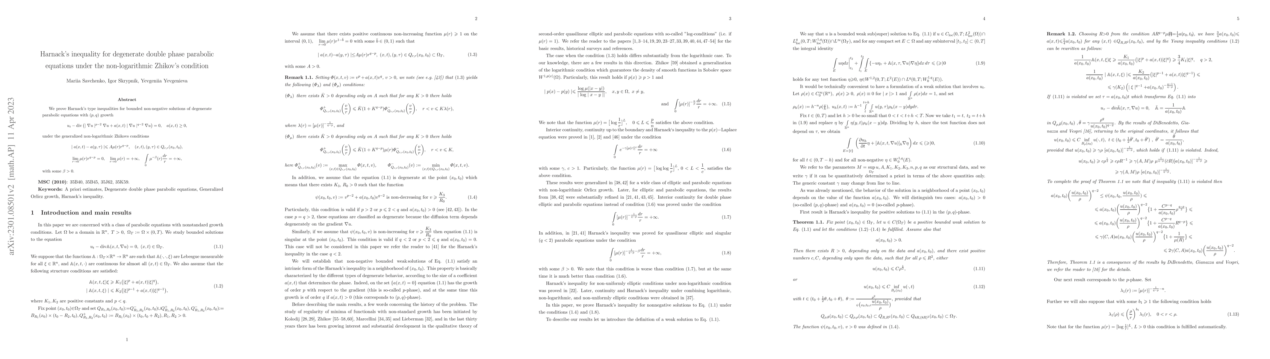 Thumbnail for Harnack's inequality for degenerate double phase parabolic equations
  under the non-logarithmic Zhikov's condition