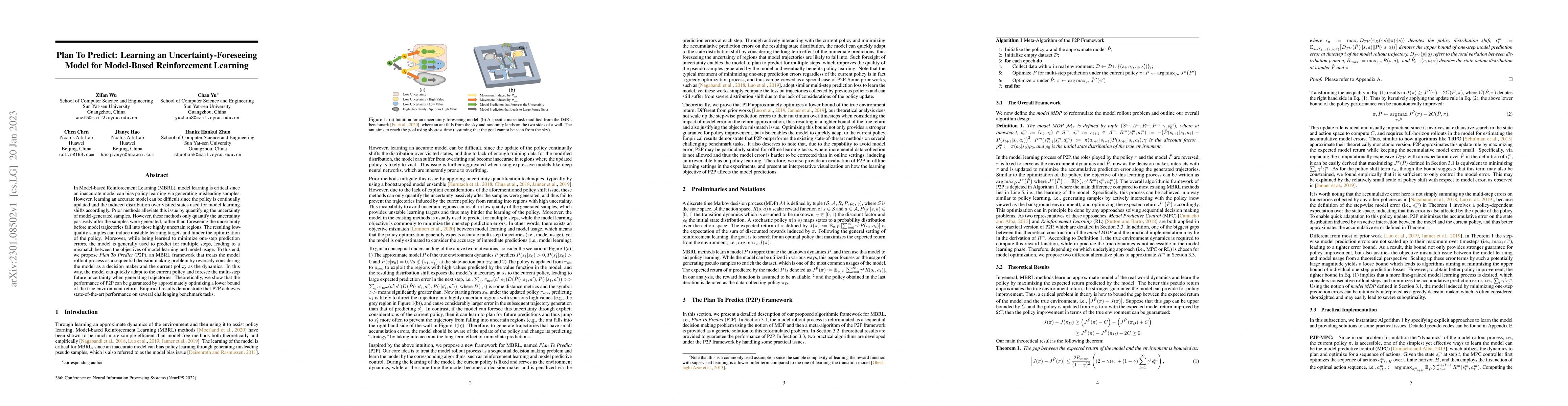 Thumbnail for Plan To Predict: Learning an Uncertainty-Foreseeing Model for
  Model-Based Reinforcement Learning