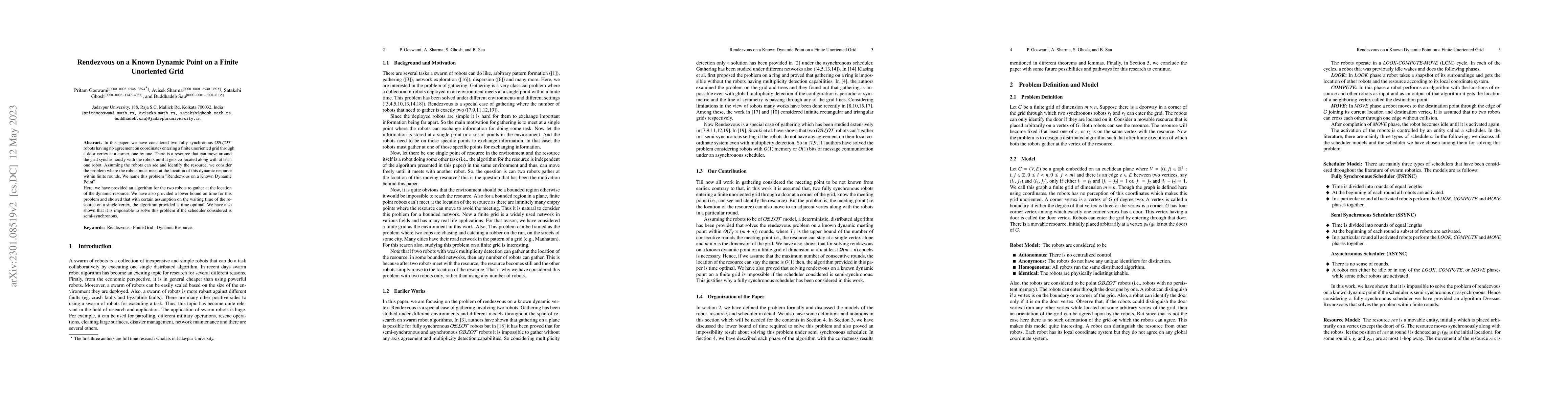 Thumbnail for Rendezvous on a Known Dynamic Point on a Finite Unoriented Grid