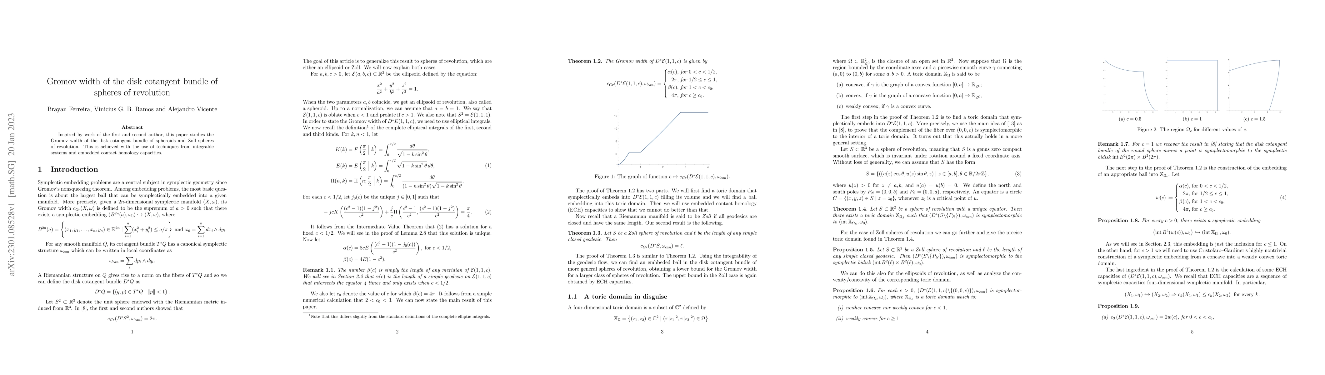 Thumbnail for Gromov width of the disk cotangent bundle of spheres of revolution