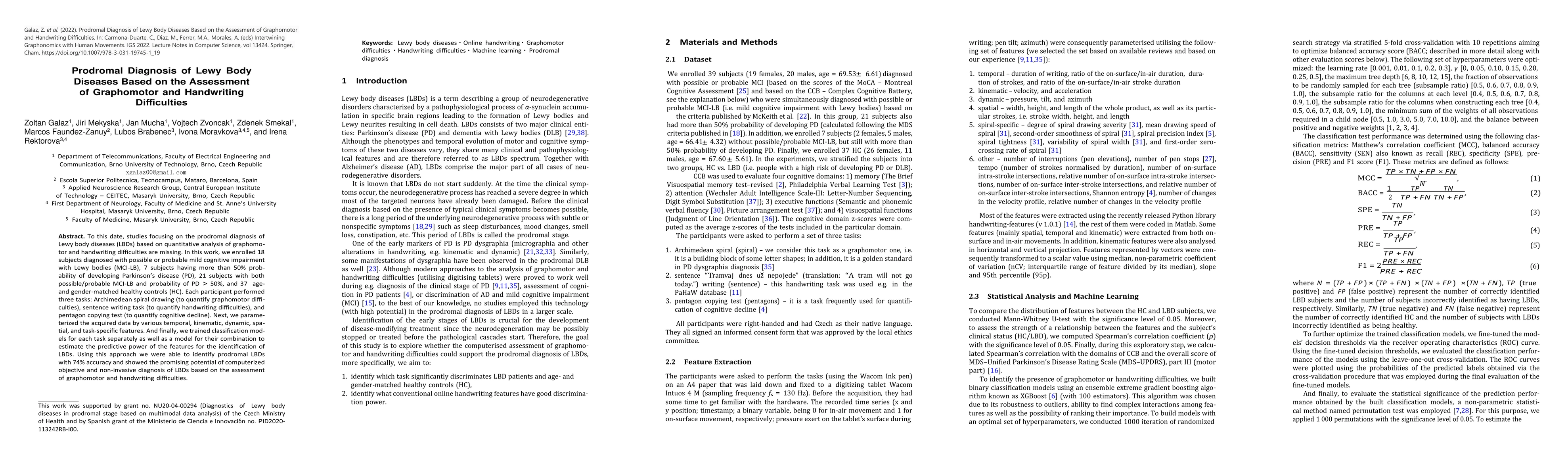Thumbnail for Prodromal Diagnosis of Lewy Body Diseases Based on the Assessment of
  Graphomotor and Handwriting Difficulties
