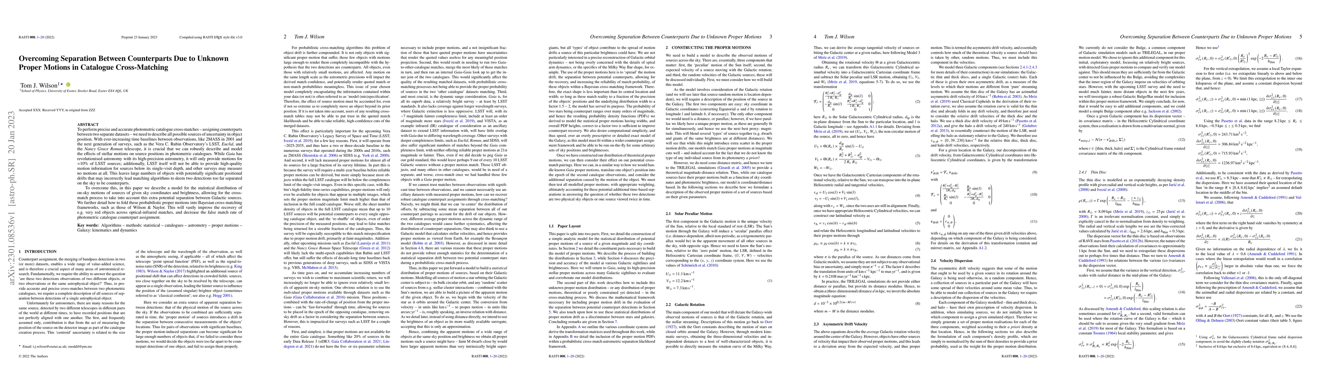 Thumbnail for Overcoming Separation Between Counterparts Due to Unknown Proper Motions
  in Catalogue Cross-Matching