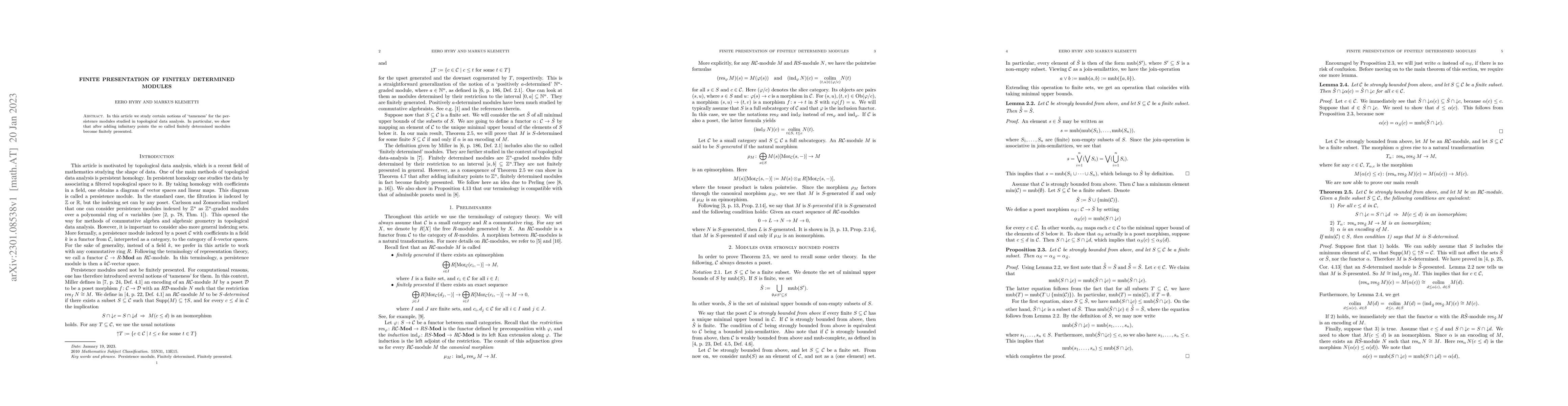 Thumbnail for Finite presentation of finitely determined modules