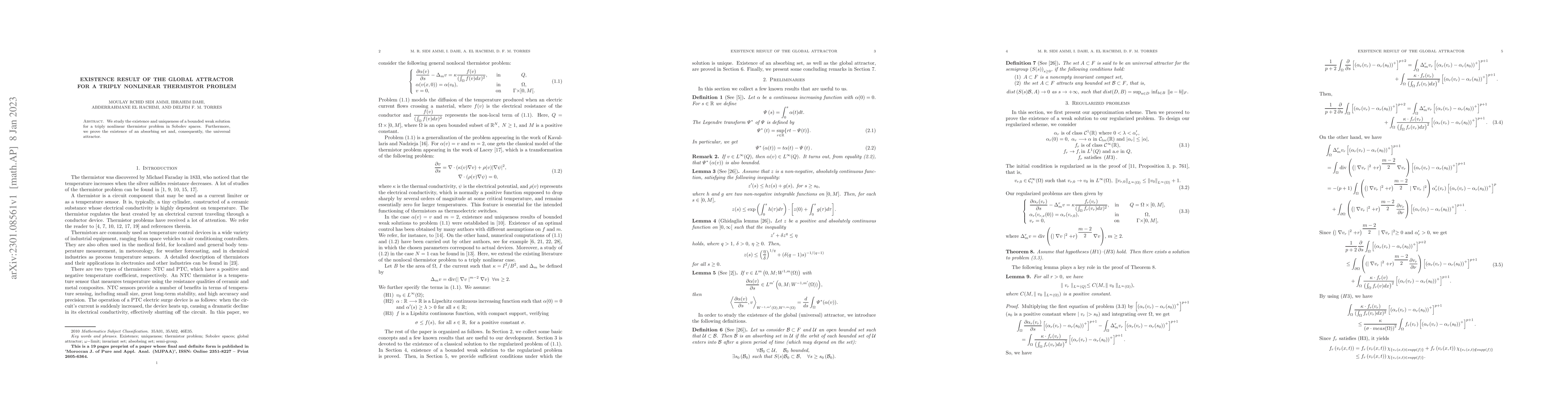 Thumbnail for Existence result of the global attractor for a triply nonlinear
  thermistor problem