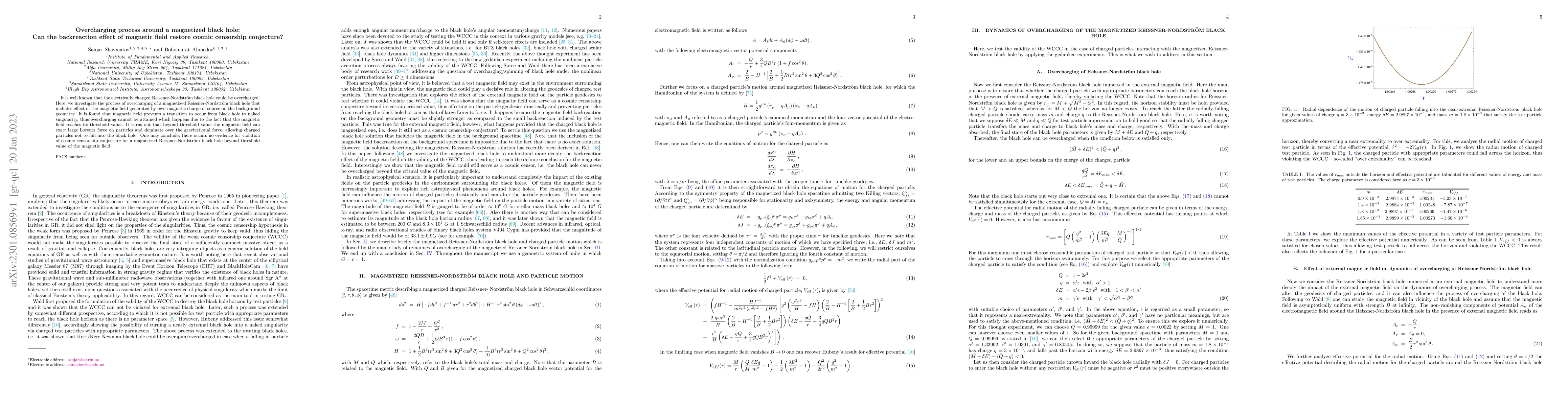 Thumbnail for Overcharging process around a magnetized black hole: Can the
  backreaction effect of magnetic field restore cosmic censorship conjecture?