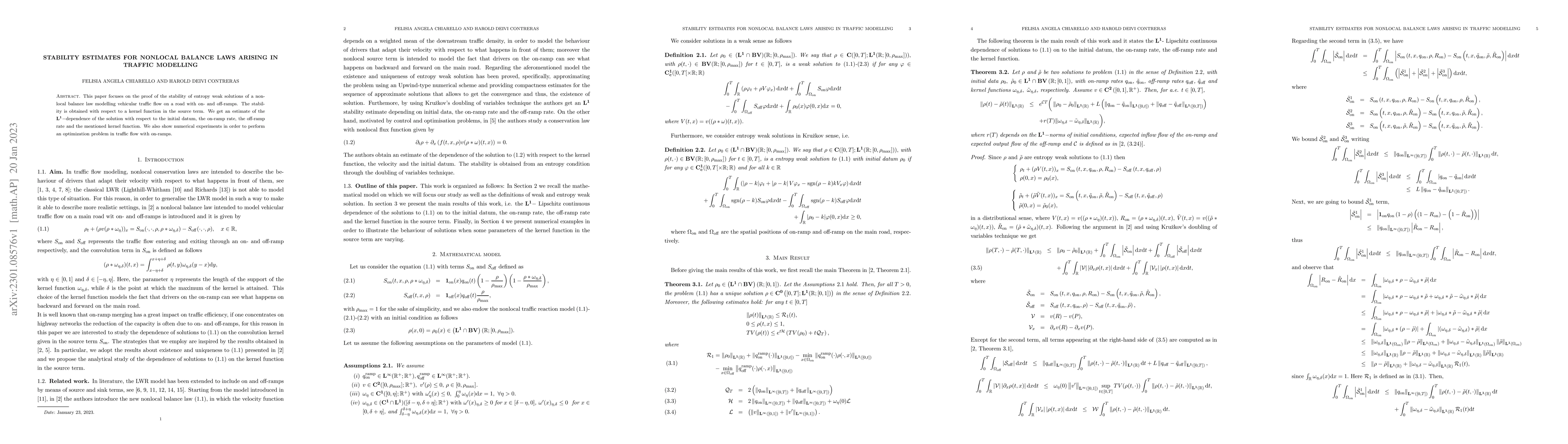 Thumbnail for Stability estimates for nonlocal balance laws arising in traffic
  modelling