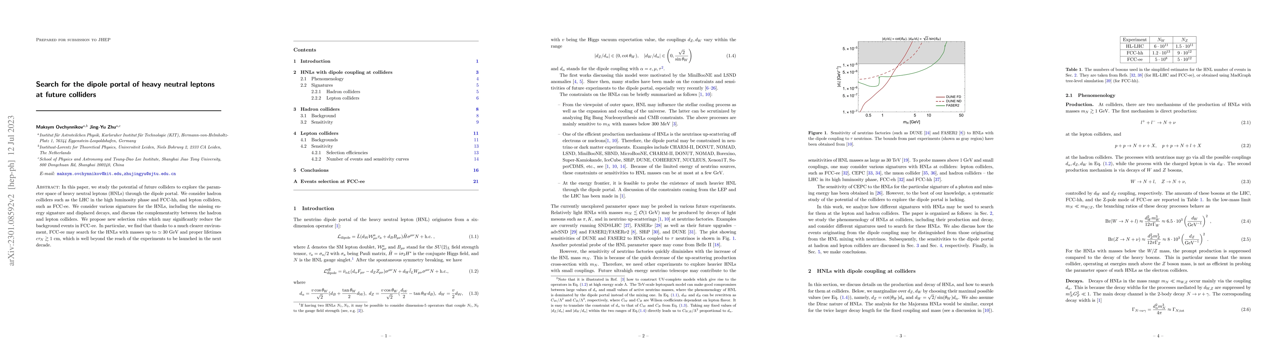 Thumbnail for Search for the dipole portal of heavy neutral leptons at future
  colliders