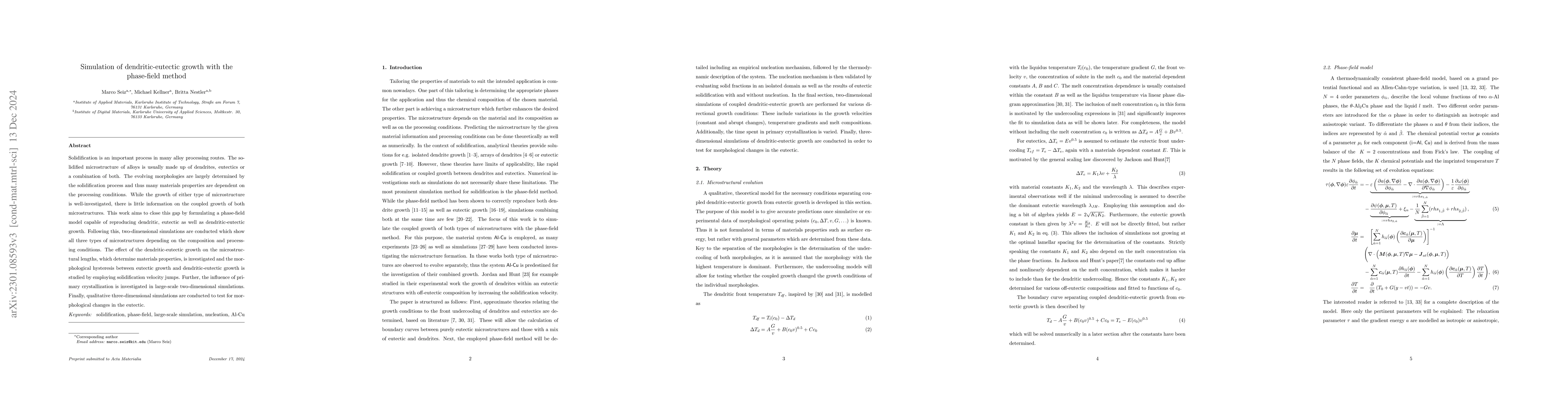 Thumbnail for Simulation of dendritic-eutectic growth with the phase-field method