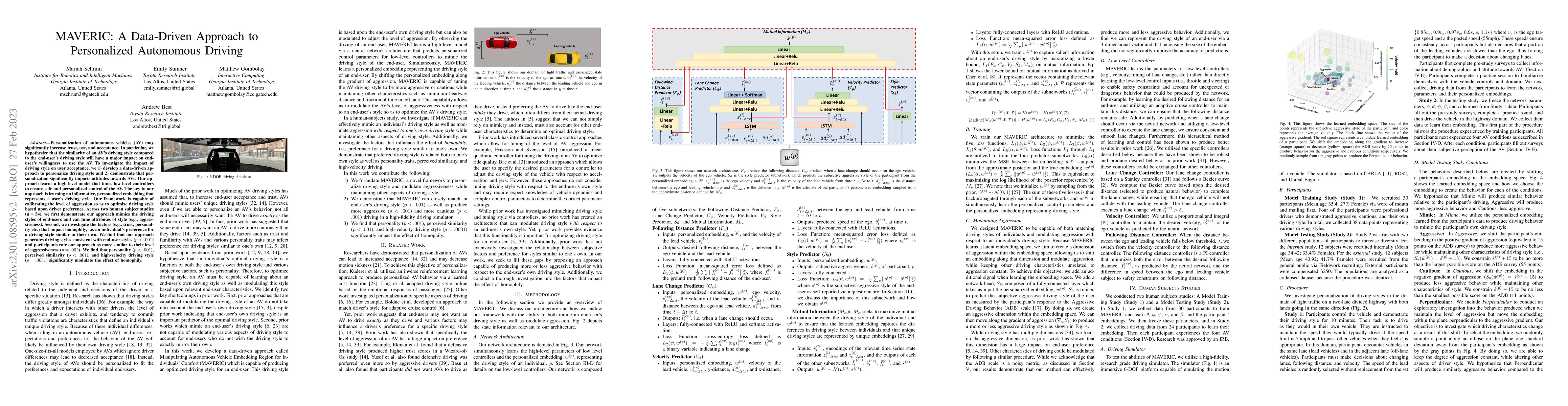 Thumbnail for MAVERIC: A Data-Driven Approach to Personalized Autonomous Driving