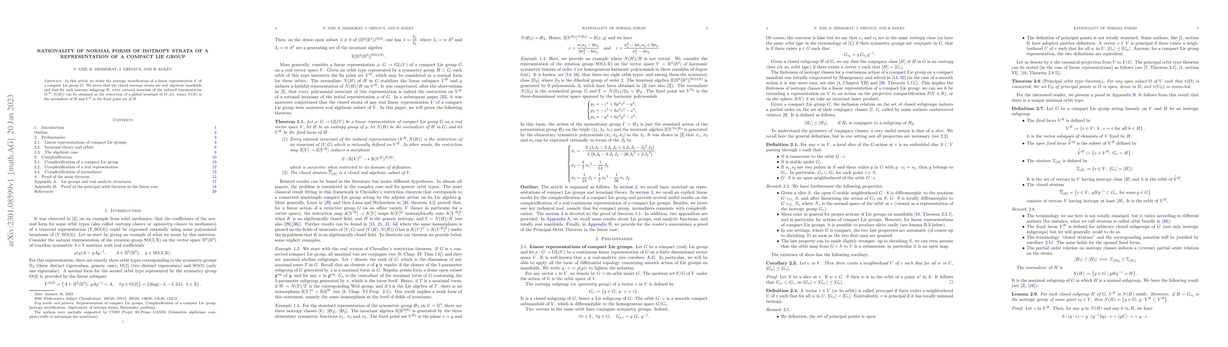 Thumbnail for Rationality of normal forms of isotropy strata of a representation of a
  compact Lie group