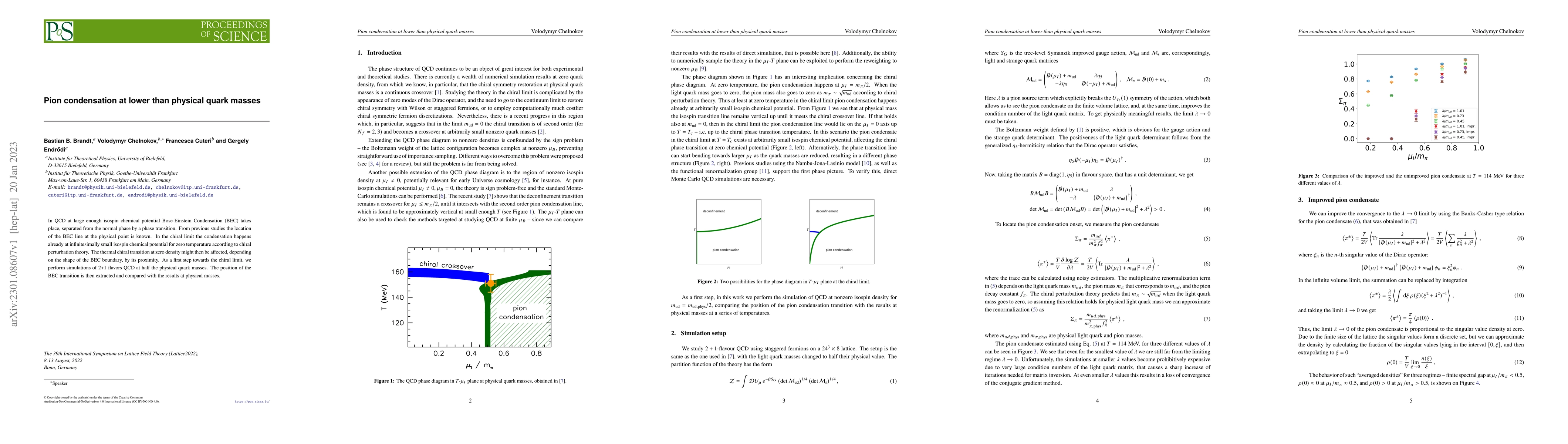 Thumbnail for Pion condensation at lower than physical quark masses