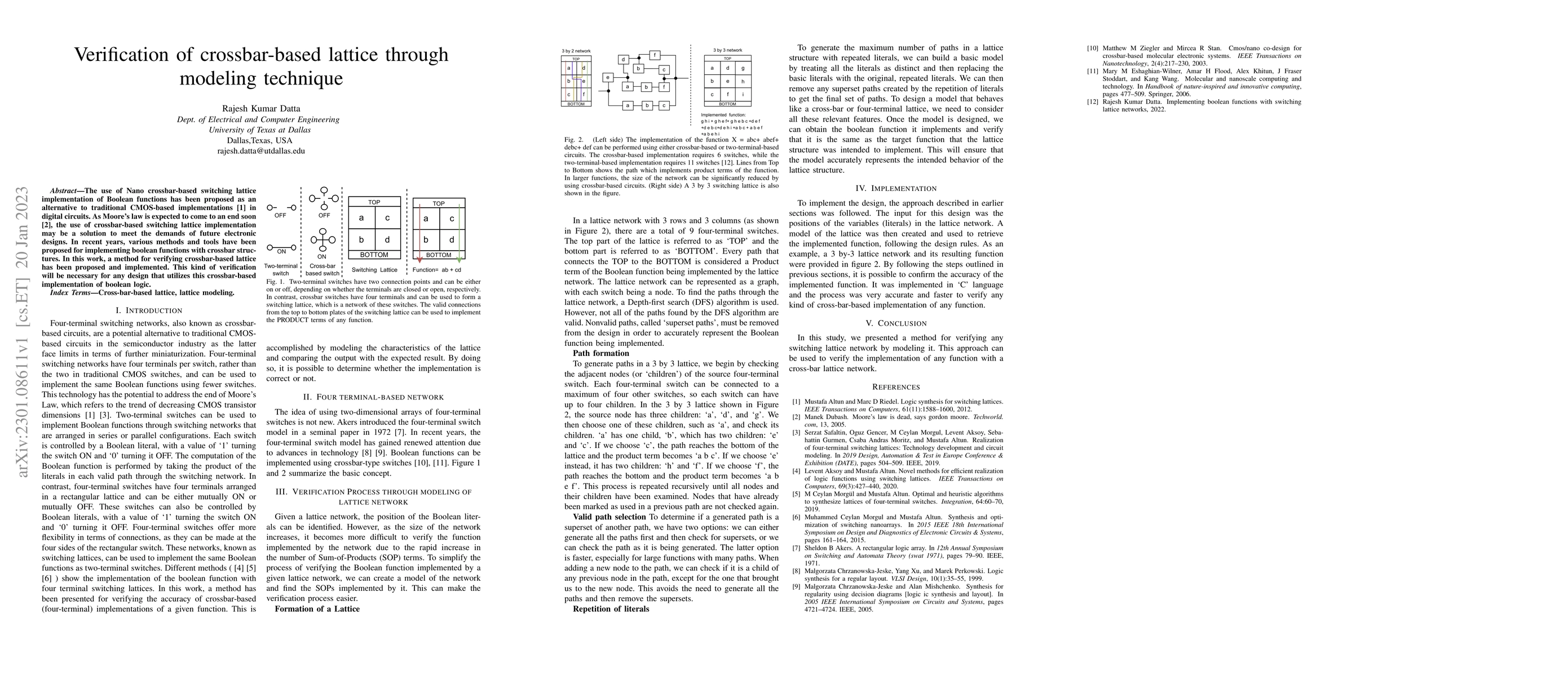 Thumbnail for Verification of crossbar-based lattice through modeling technique