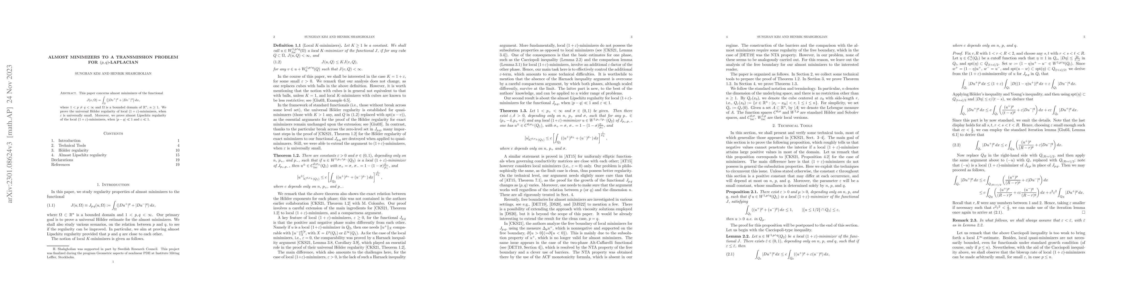 Thumbnail for Almost minimizers to a transmission problem for $(p,q)$-Laplacian