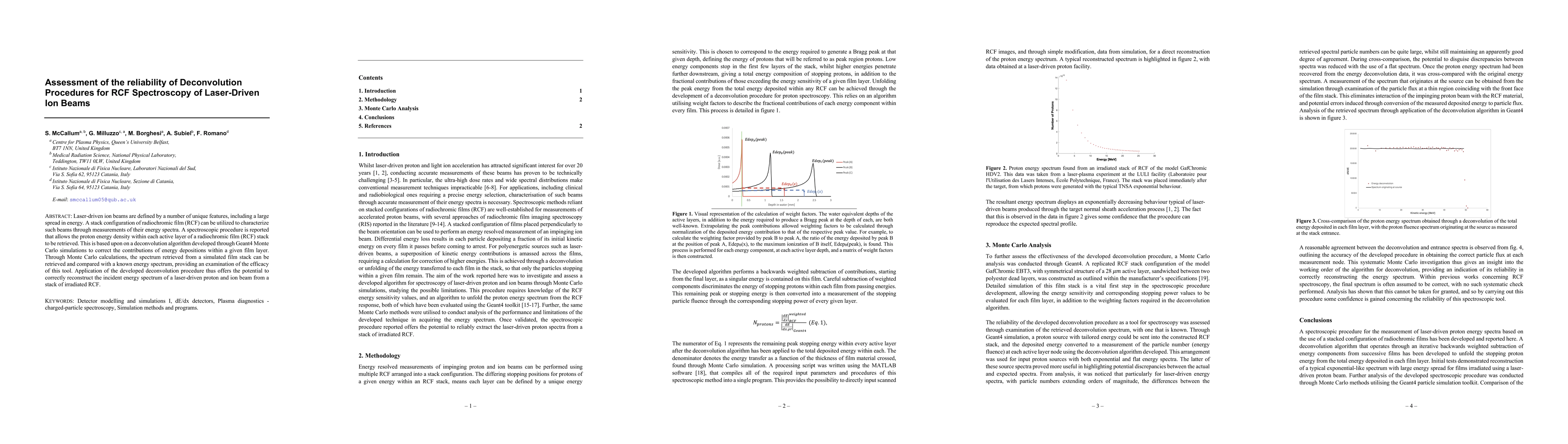 Thumbnail for Assessment of the reliability of Deconvolution Procedures for RCF
  Spectroscopy of Laser-Driven Ion Beams