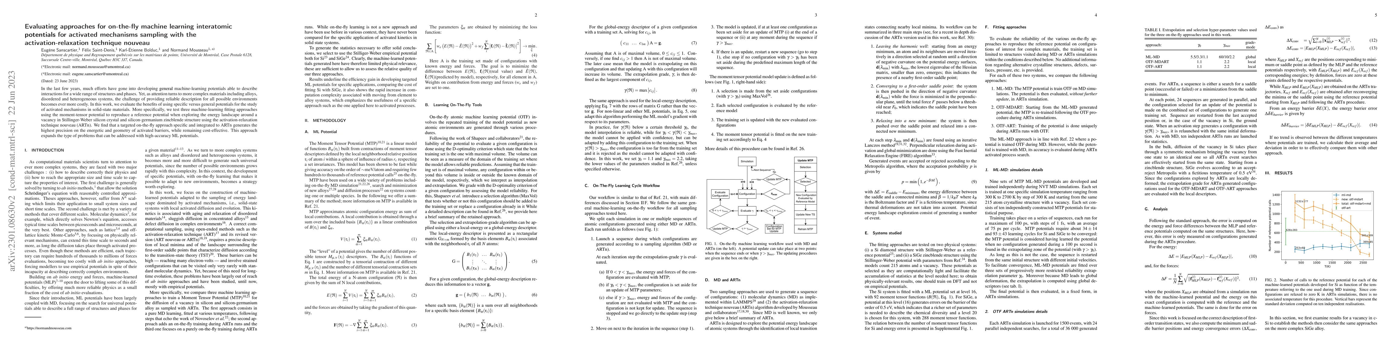 Thumbnail for Evaluating approaches for on-the-fly machine learning interatomic
  potential for activated mechanisms sampling with the activation-relaxation
  technique nouveau