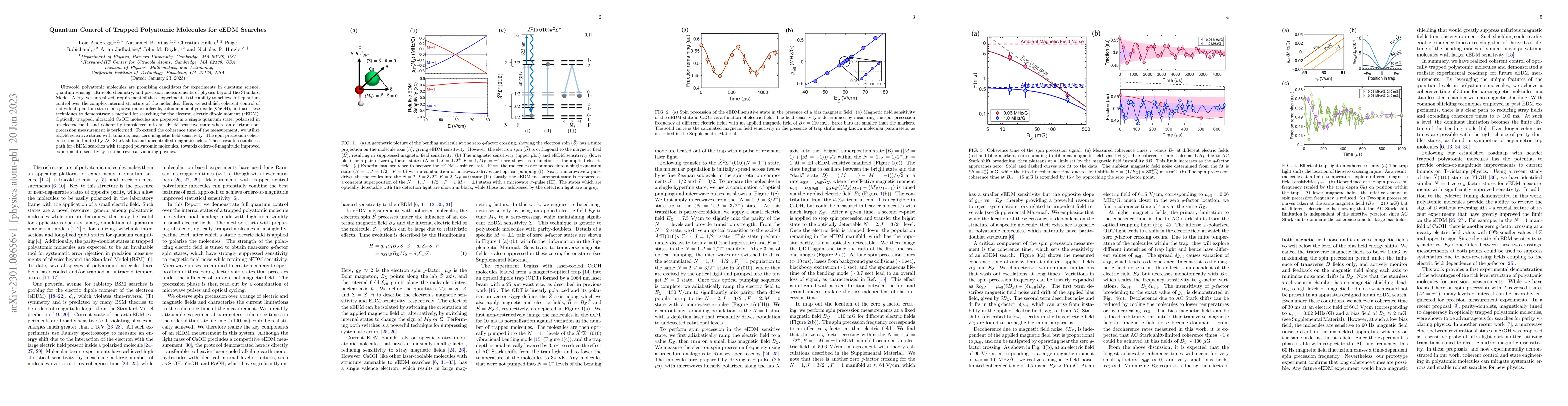 Thumbnail for Quantum Control of Trapped Polyatomic Molecules for eEDM Searches