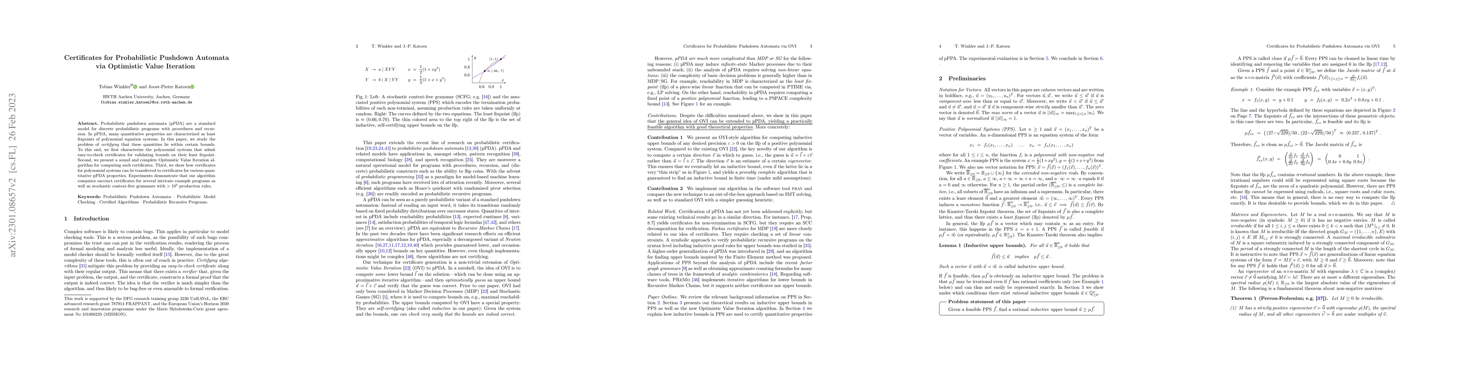 Thumbnail for Certificates for Probabilistic Pushdown Automata via Optimistic Value
  Iteration
