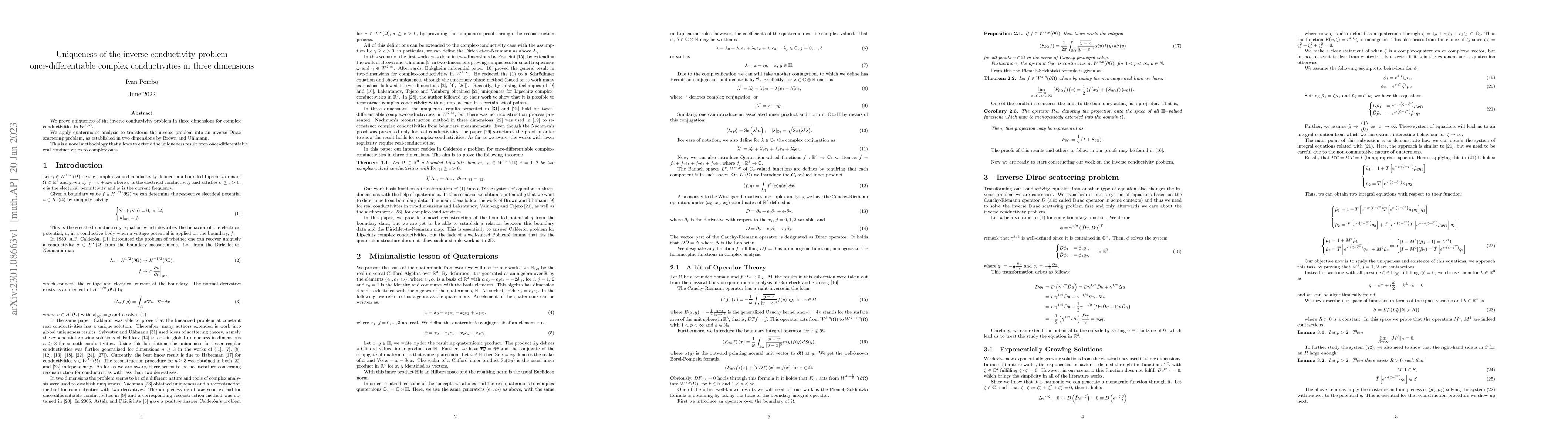 Thumbnail for Uniqueness of the inverse conductivity problem once-differentiable
  complex conductivities in three dimensions
