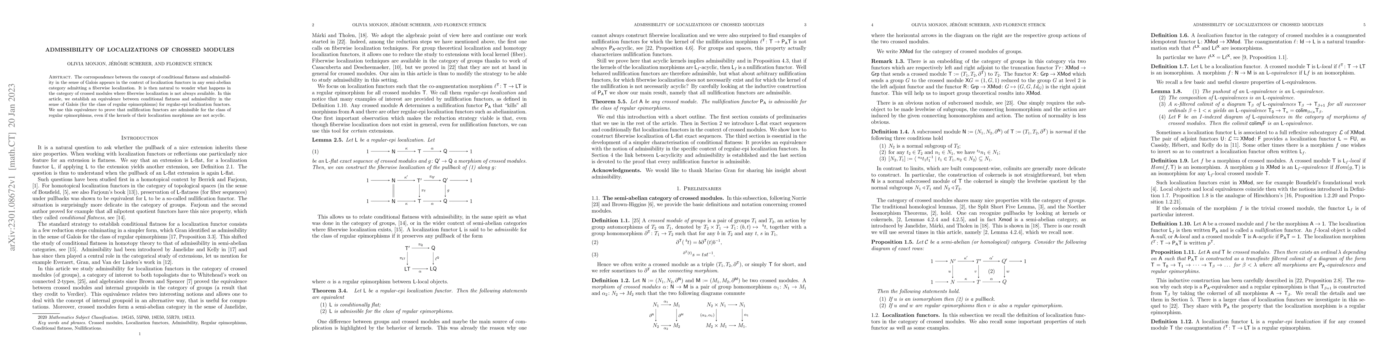 Thumbnail for Admissibility of Localizations of Crossed Modules