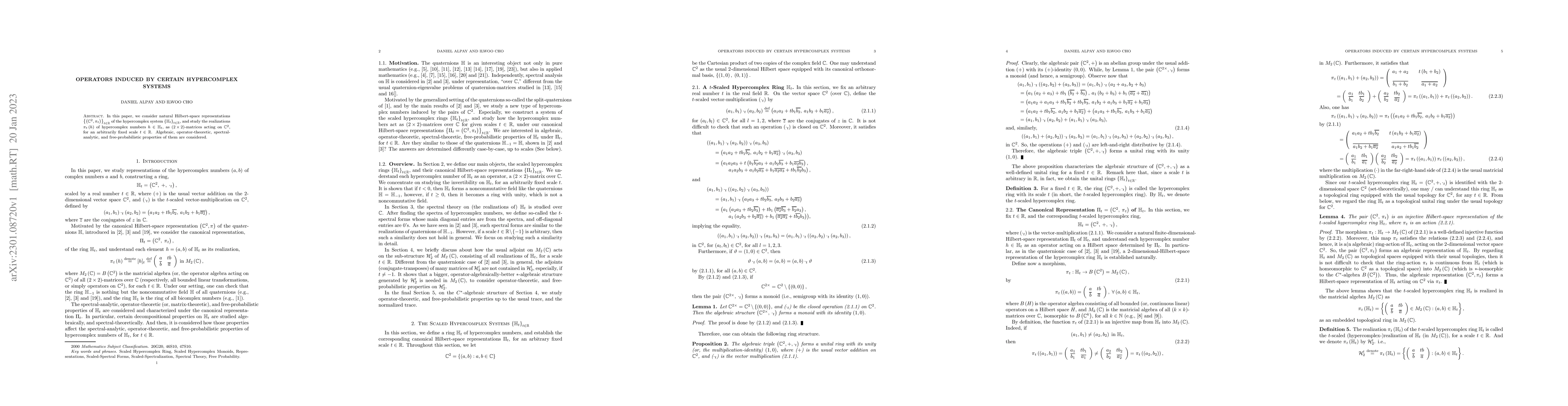Thumbnail for Operators induced by certain hypercomplex systems