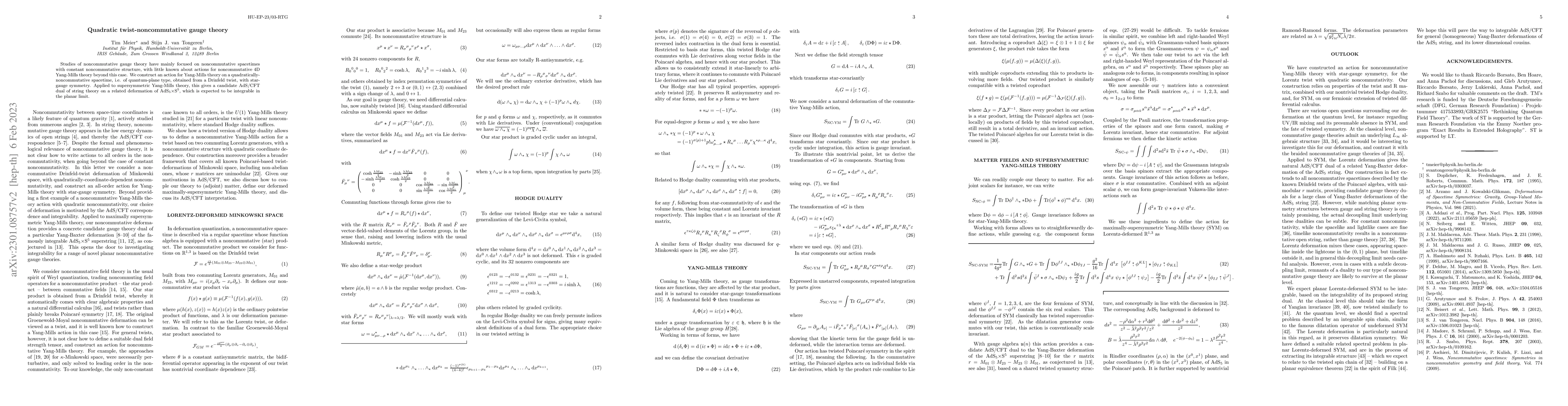 Thumbnail for Quadratic twist-noncommutative gauge theory