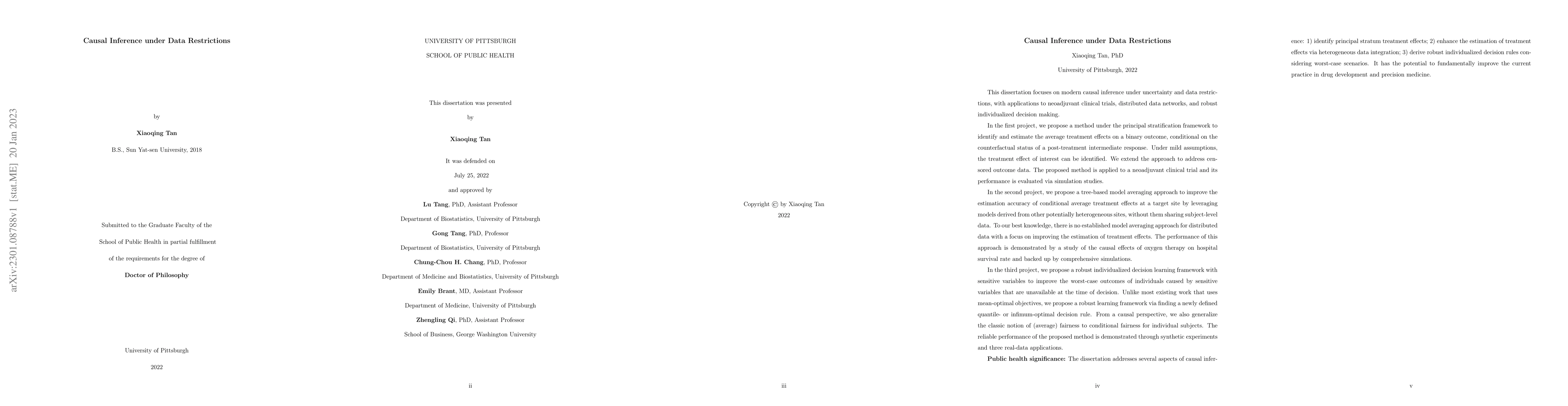 Thumbnail for Causal Inference under Data Restrictions