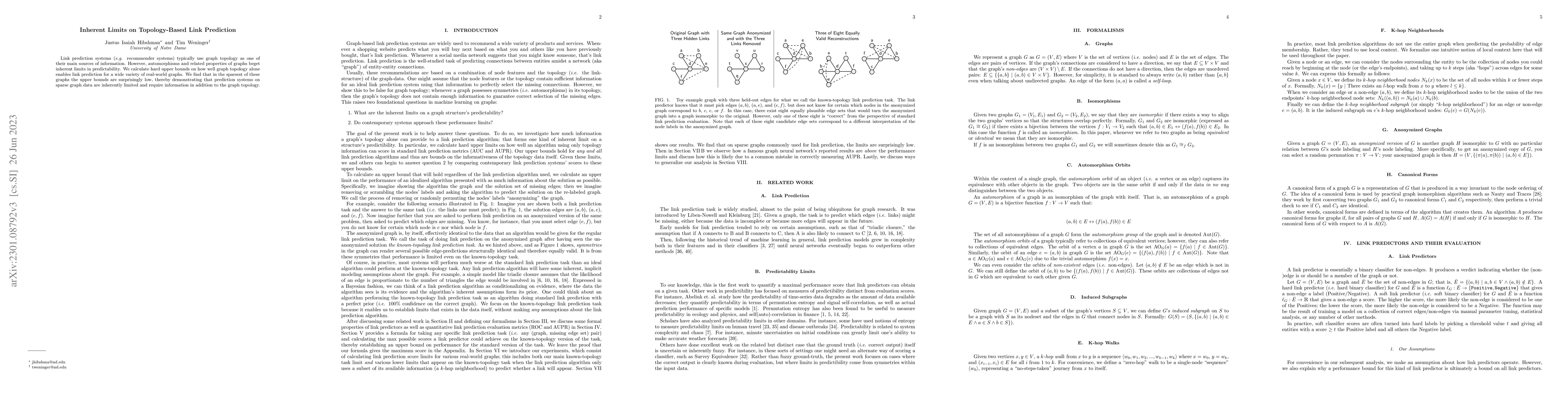 Thumbnail for Inherent Limits on Topology-Based Link Prediction